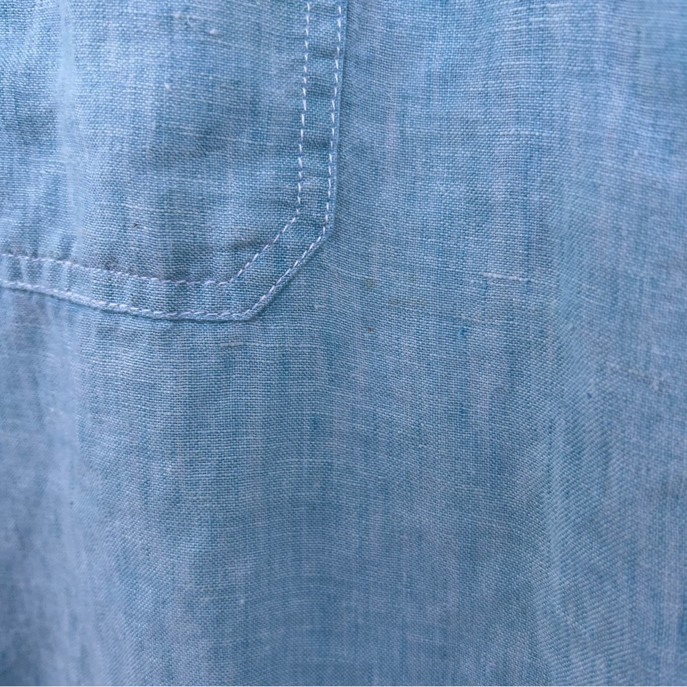 Cremieux 100% Linen Classics Shirt Men’s Short Sleeve Button Up Light Blue Large - Picture 9 of 13